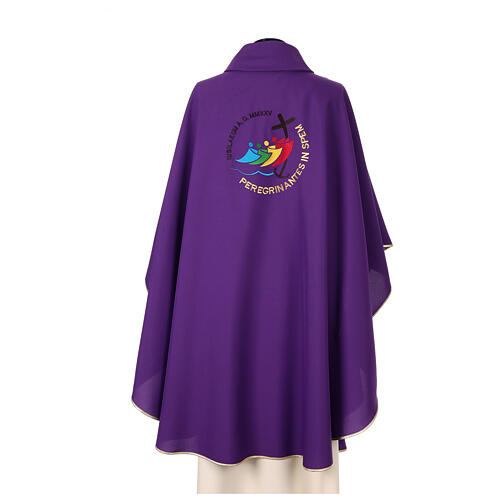 Chasuble Jubilee 2025 Latin embroidered logo Vatican fabric 4 colors 17