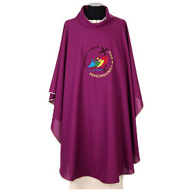 Chasuble brodée Jubilé 2025 pourpre tissu Vatican