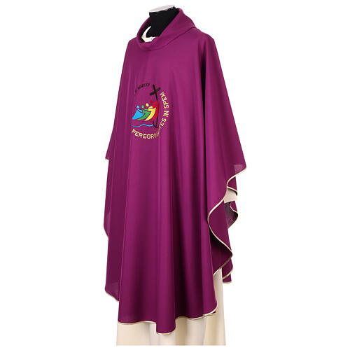 Chasuble brodée Jubilé 2025 pourpre tissu Vatican 3