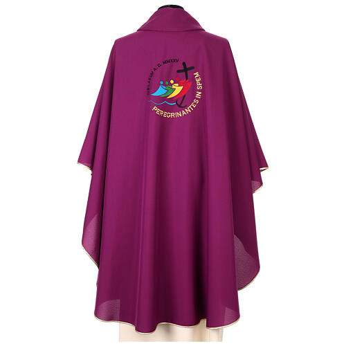 Chasuble brodée Jubilé 2025 pourpre tissu Vatican 4