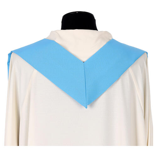 Casula azzurra Giubileo 2025 ricamo latino tessuto Vatican 6