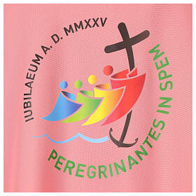 Pink chasuble with printed Jubilee logo, Vatican fabric