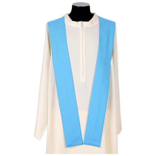 Chasuble Jubilé 2025 logo imprimé tissu Vatican bleu ciel 5