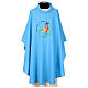 Chasuble Jubilé 2025 logo imprimé tissu Vatican bleu ciel s1