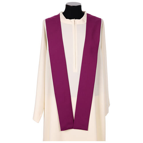 Printed Tyrian purple chasuble with Jubilee 2025 logo, Vatican fabric 5