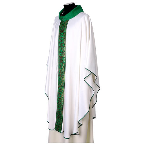 Silk-blend chasuble with front and back band and stones 3