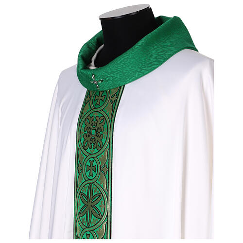 Silk-blend chasuble with front and back band and stones 4