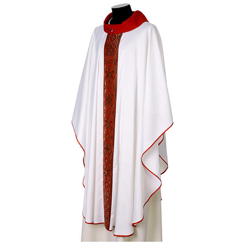 Silk-blend chasuble with front and back band and stones 5