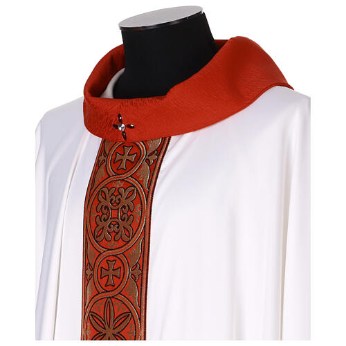 Silk-blend chasuble with front and back band and stones 6