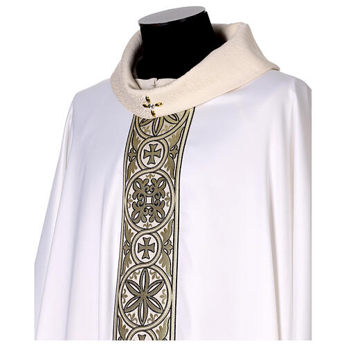 Silk-blend chasuble with front and back band and stones 8