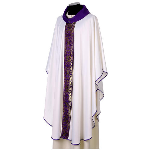 Silk-blend chasuble with front and back band and stones 9
