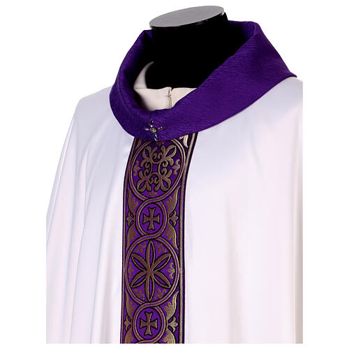 Silk-blend chasuble with front and back band and stones 10