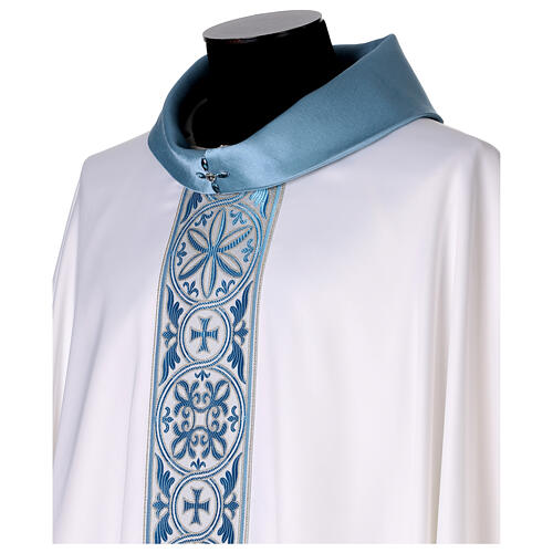 Silk-blend chasuble with front and back band and stones 12