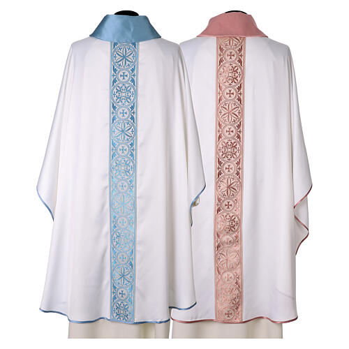 Silk-blend chasuble with front and back band and stones 16