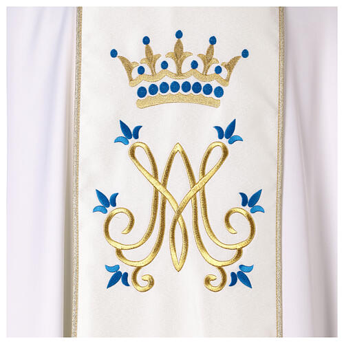 Chasuble mariale en soie avec bande centrale brodée 2