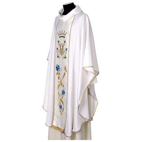 Chasuble mariale en soie avec bande centrale brodée 3