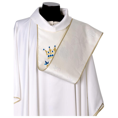 Chasuble mariale en soie avec bande centrale brodée 5