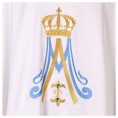 Casula mariana misto cotone ricamo oro azzurro con pietre 2