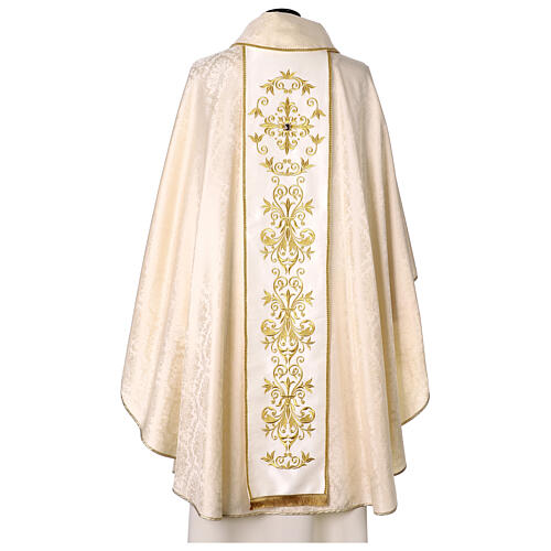 Ivory damask chasuble with Sacred Heart of Mary on the galloon 7