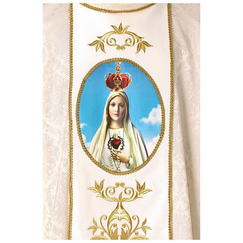 Chasuble couleur ivoire damassée galon Sacré-Cœur de Marie 2