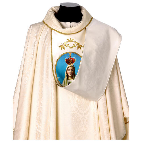 Casula avorio damascato gallone Sacro Cuore di Maria 5