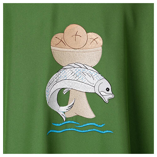 Chasuble with bread and fish embroidery, Alpha and Omega on the back 3