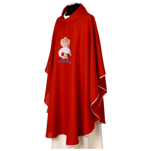 Chasuble with bread and fish embroidery, Alpha and Omega on the back 5