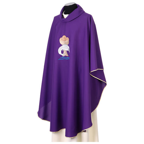 Chasuble with bread and fish embroidery, Alpha and Omega on the back 11