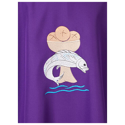 Chasuble with bread and fish embroidery, Alpha and Omega on the back 12