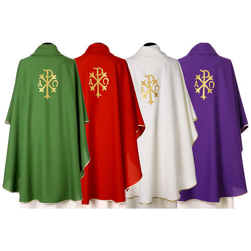 Chasuble with bread and fish embroidery, Alpha and Omega on the back 14
