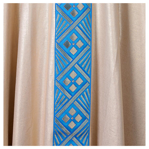 Chasuble dorée galon bleu ciel 100% lin 2