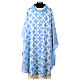Light blue chasuble with blue cross print by Vebi Confezioni s1