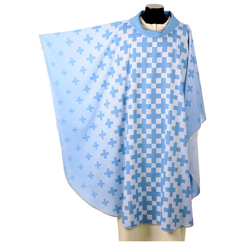 Casula celeste stampa con croci blu Vebi Confezioni 3