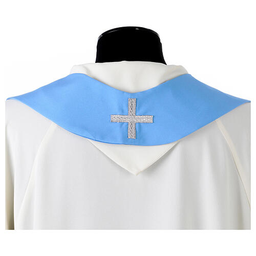 Light blue chasuble printed with blue crosses Vebi Confezioni 7