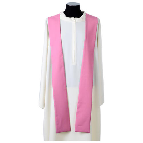 Pink chasuble with dark pink cross print by Vebi Confezioni 6