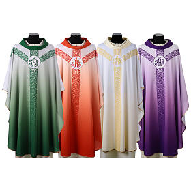 Chasuble with IHS monogram and floral pattern by Vebi Confezioni
