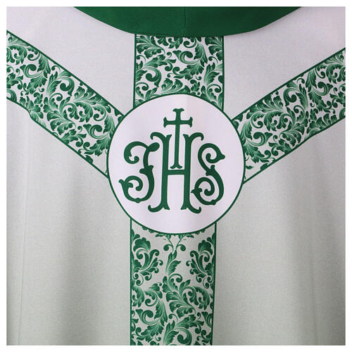 Chasuble with IHS monogram and floral pattern by Vebi Confezioni 3