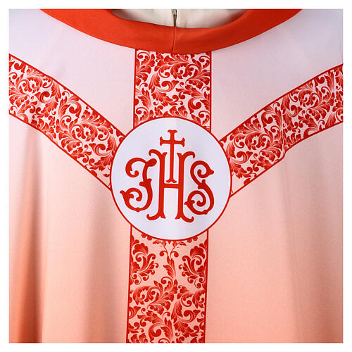 Chasuble with IHS monogram and floral pattern by Vebi Confezioni 5
