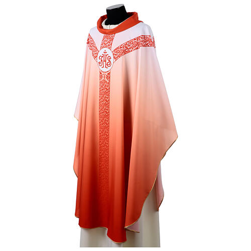 Chasuble with IHS monogram and floral pattern by Vebi Confezioni 11