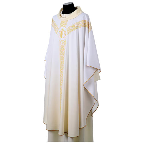 Chasuble with IHS monogram and floral pattern by Vebi Confezioni 12