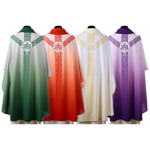 Chasuble with IHS monogram and floral pattern by Vebi Confezioni 14