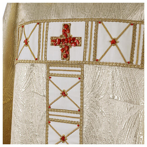 Golden silk chasuble with Sardinian coral embroidery by Vebi Confezioni 5