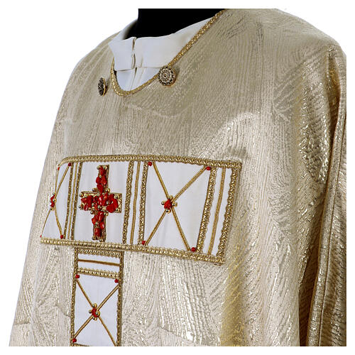 Golden silk chasuble with Sardinian coral embroidery by Vebi Confezioni 8