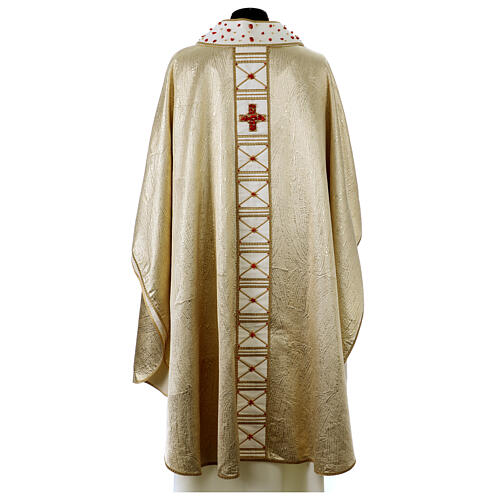 Golden silk chasuble with Sardinian coral embroidery Vebi Confezioni 11