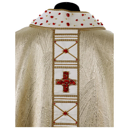 Golden silk chasuble with Sardinian coral embroidery Vebi Confezioni 12