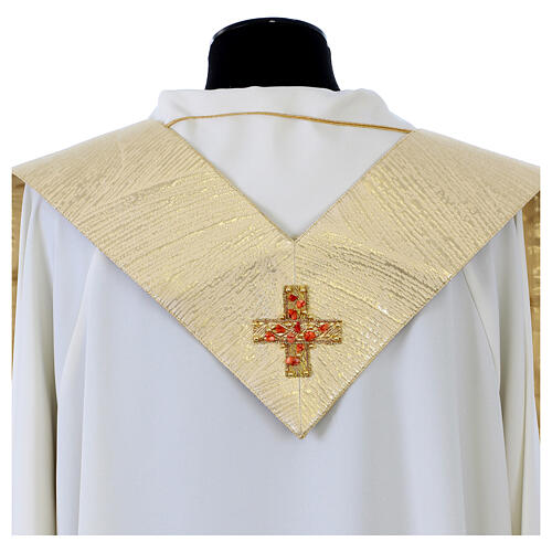 Golden silk chasuble with Sardinian coral embroidery Vebi Confezioni 18