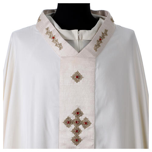 Como silk chasuble with crosses and crystals by Vebi Confezioni 2
