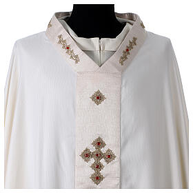 Casulla seda de Como cruces con cristales Vebi Confezioni