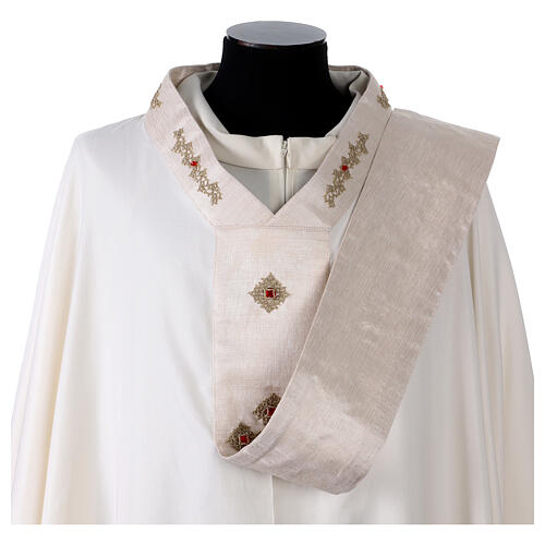 Casulla seda de Como cruces con cristales Vebi Confezioni 10