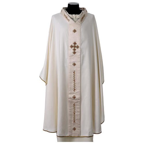 Como silk chasuble with crosses and crystals Vebi Confezioni 1